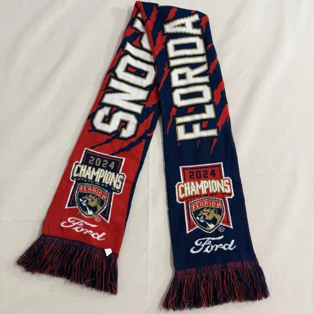 Florida Panthers Hockey NHL Stanley Cup Champions 2024 Knit Reversable Scarf